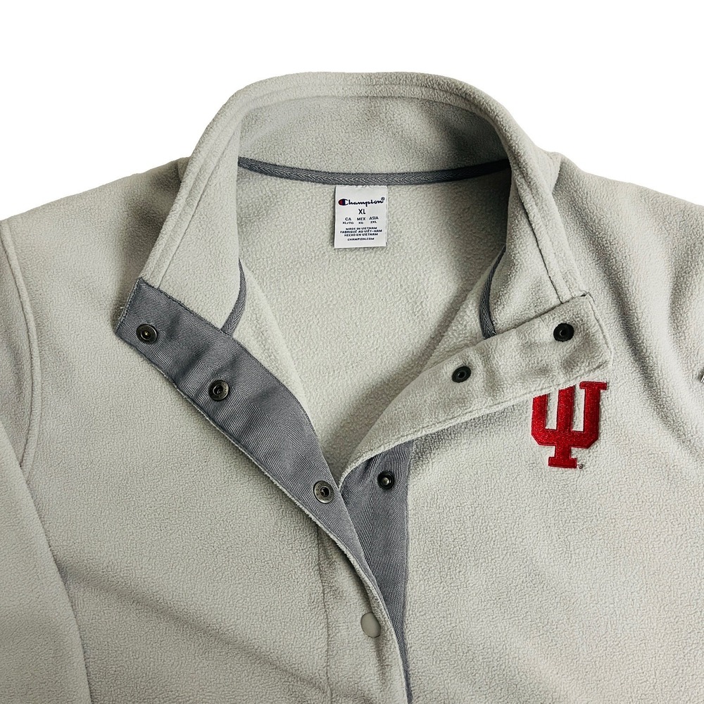 Champion Indiana Hoosiers Explorer Fleece Snap Pullover Mens XL Gray IU NCAA